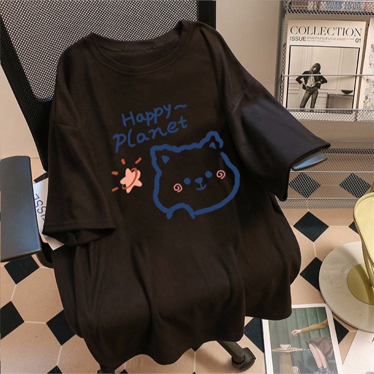Tide, summer cartoon trend short sleeve T-shirt, loose fit 4