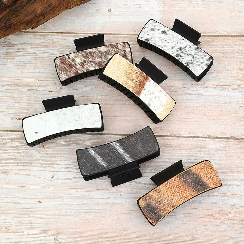 西部牛仔风马毛工艺皮革女士发夹抓夹鲨鱼夹发饰夹子速卖通亚马逊