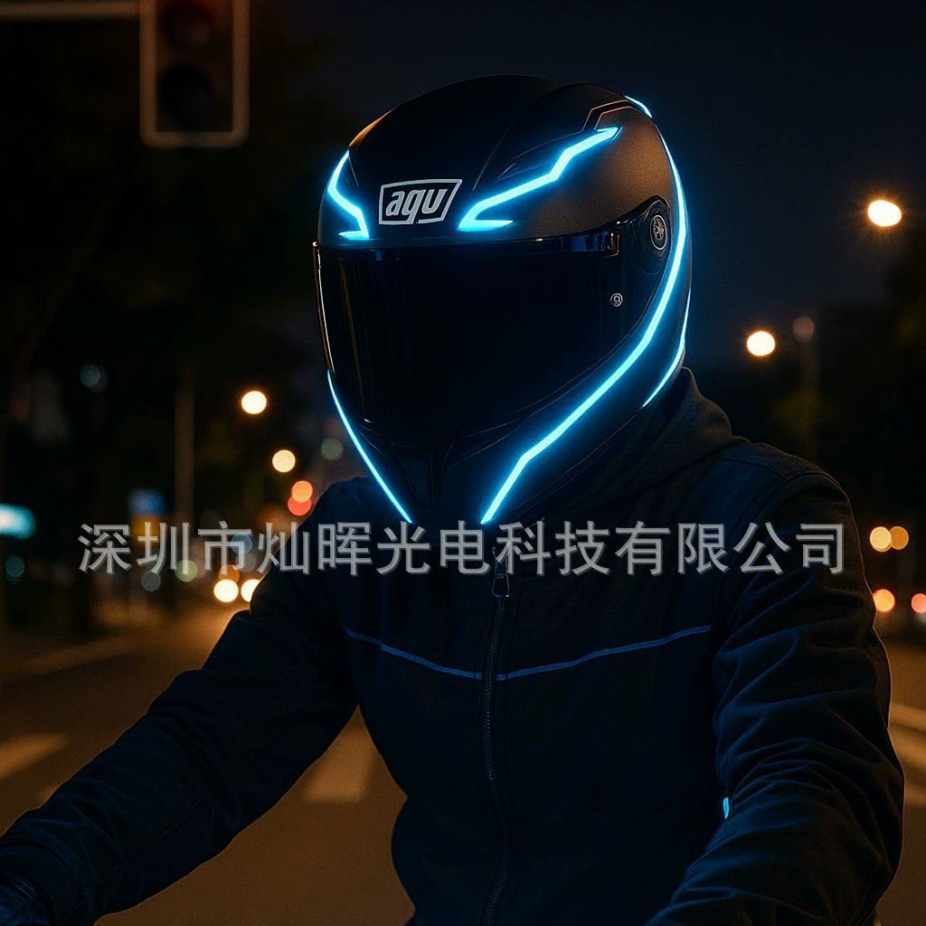 Свет для мотоциклетного шлема, предупреждающий свет для ночной езды, светодиодный светильник для мотоцикла, украшение для шлема, полоса холодного света EL