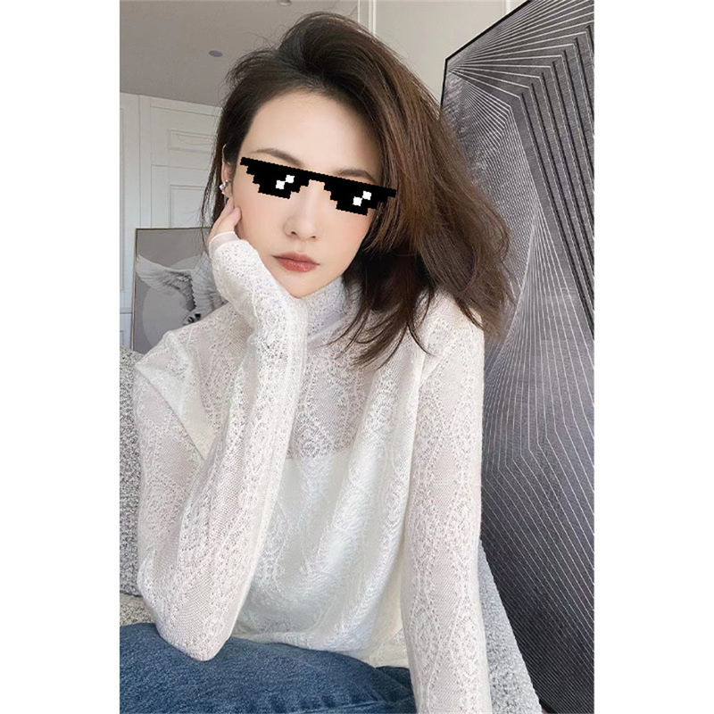 MY 花间酒蕾丝打底衫 长袖内搭半高领T春秋冬女|undefined