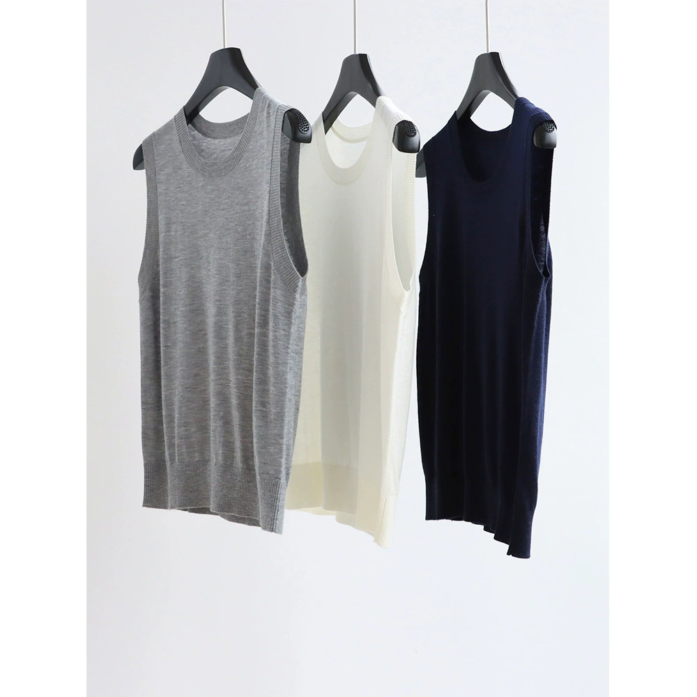 Высококачественный жилет из тонкой шерсти ранней весны с круглым вырезом, трикотаж без рукавов, рабочая одежда, элегантный внутренний топ, женский пуловер