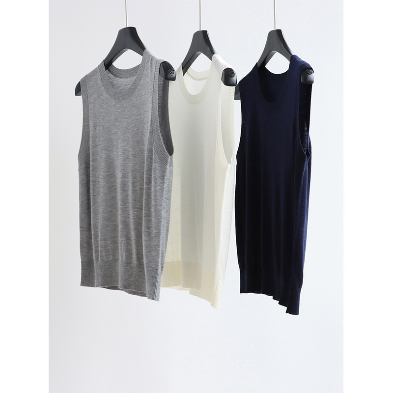 High-end Early Spring Fine Wool Round Neck Vest Sleeveless Knitwear Work Clothing Elegant Inner Top Women's Pullover