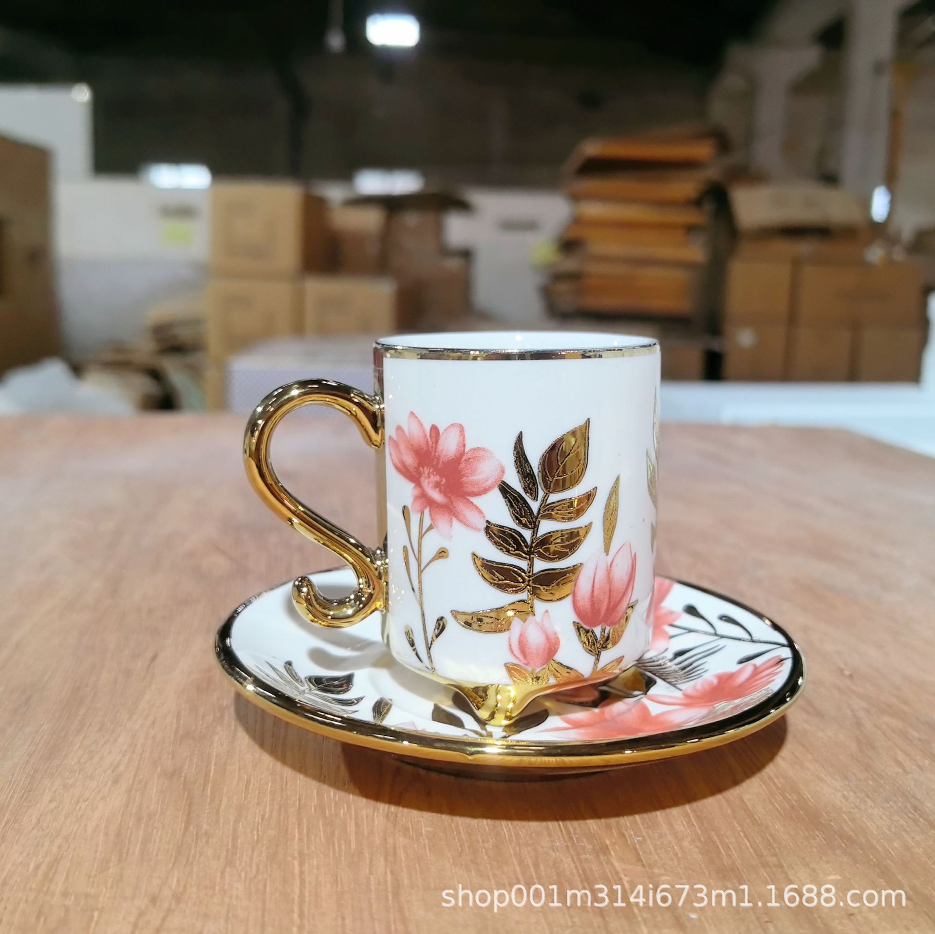 Creativo 6 tazas 6 platillos cerámica galvanizada pequeña taza de café platillo taza y platillo té de la tarde juego de té de regalo