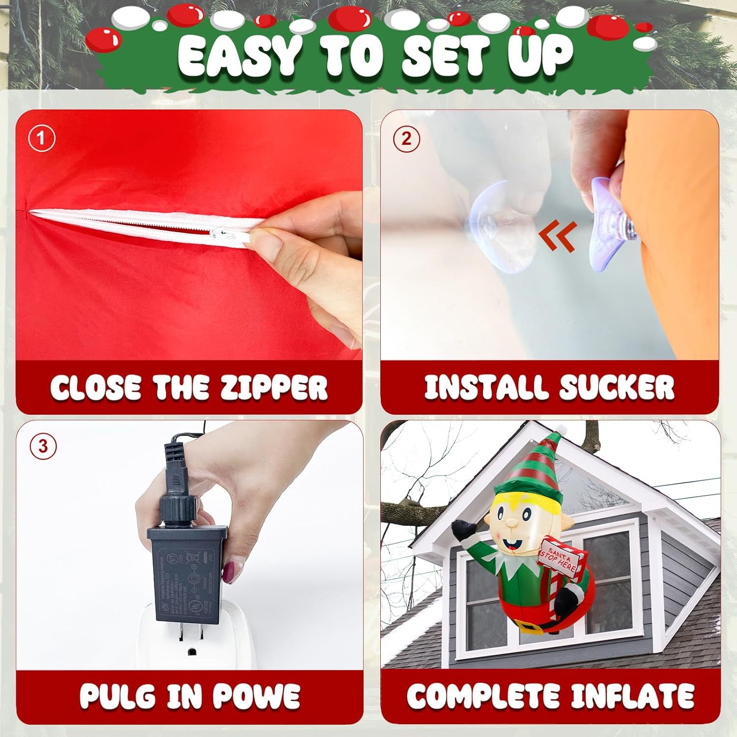 Navidad transfronteriza nuevo modelo inflable de 1,2 m con decoración al aire libre de elfo