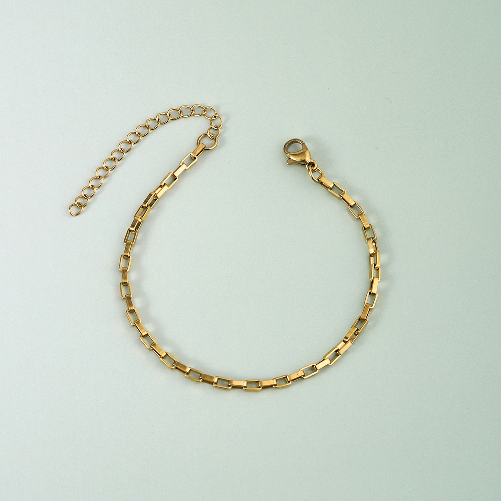 20g Weight 18K Gold Plated Plating Material Chain Bracelet Classification 304 Stainless Steel Chain Material cable chain, snake chain Chain Type 1 Piece Quantity Holiday, Daily Occasion 304 Stainless Steel Material Geometric Pattern Women's Gender Simple Style, Classic Style Style Plating Craft 18K Gold Plated Geometric 304 Stainless Steel Simple Style Classic Style Plating 304 Stainless Steel Chain Bracelet 12