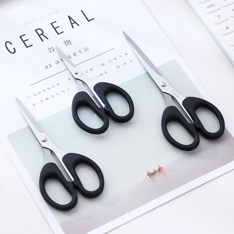Office home stainless steel scissors, student and children handmade paper scissors, mini art black scissors wholesale