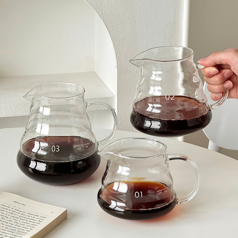 Coffee Pour-Over Pot, Cold Brew Pot, High-Temperature Resistant Glass Cloud Pot, Professional Hanging Ear Coffee Brewing and Filtering Equipment