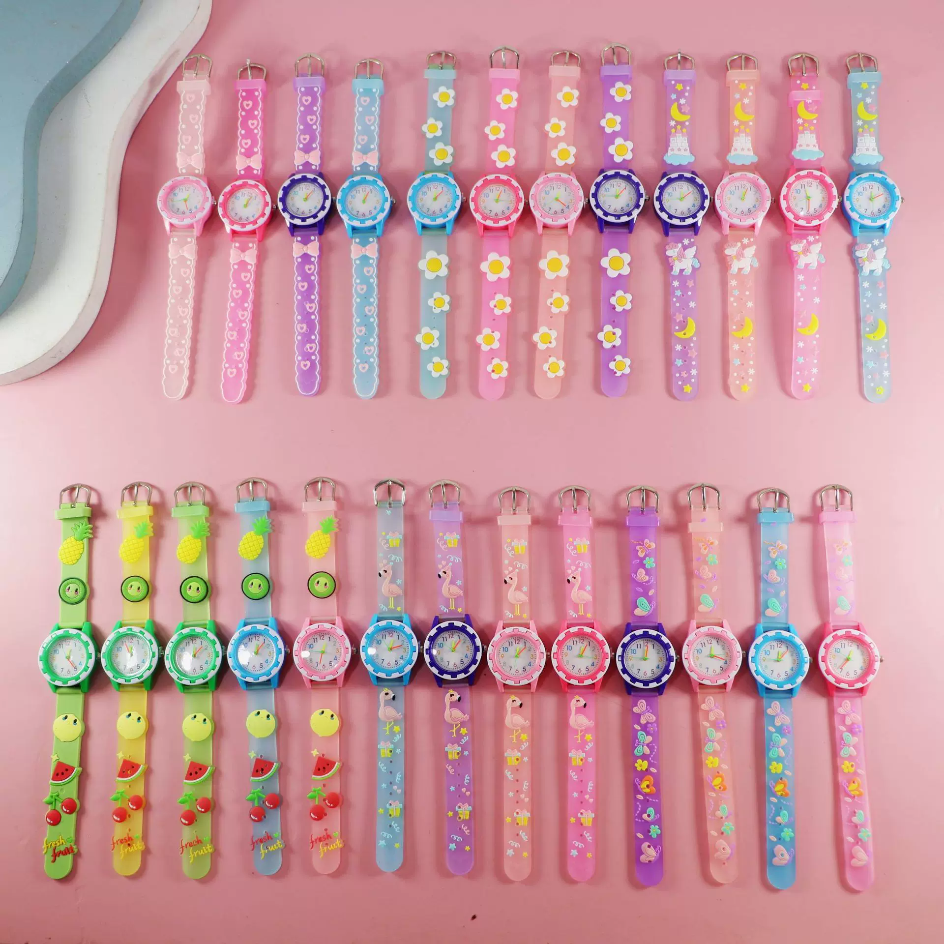 儿童电子手表可爱彩色齿轮圆壳创意卡通动物石英成表硅胶带腕表