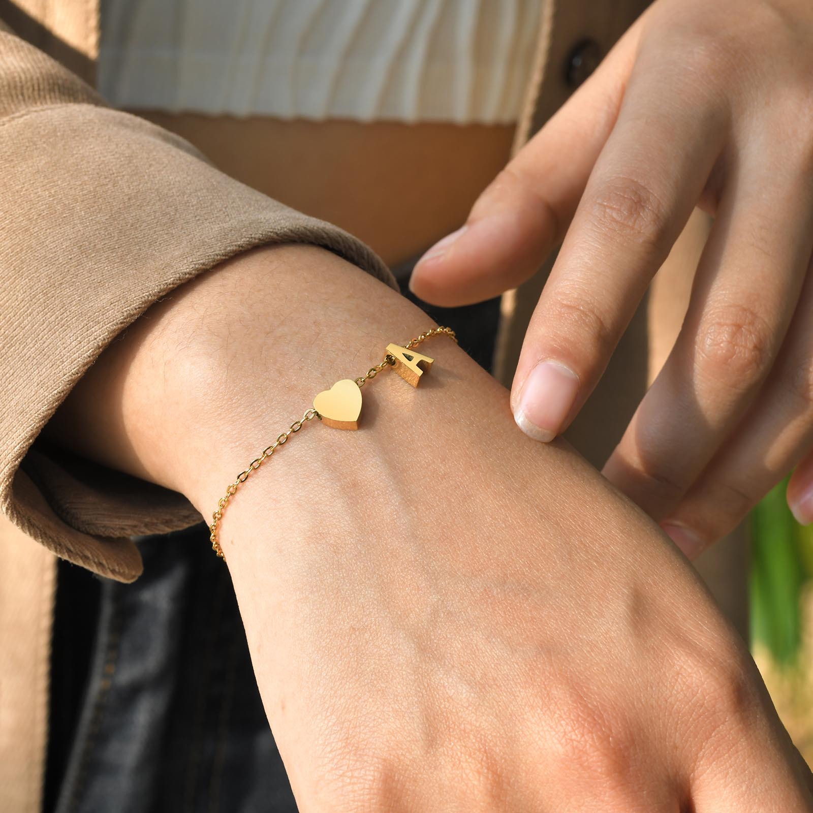 (Cross-border trading), (Wholesale), bracelet stainless steel with letters, jewelry, accessory, European style, simple and elegant design