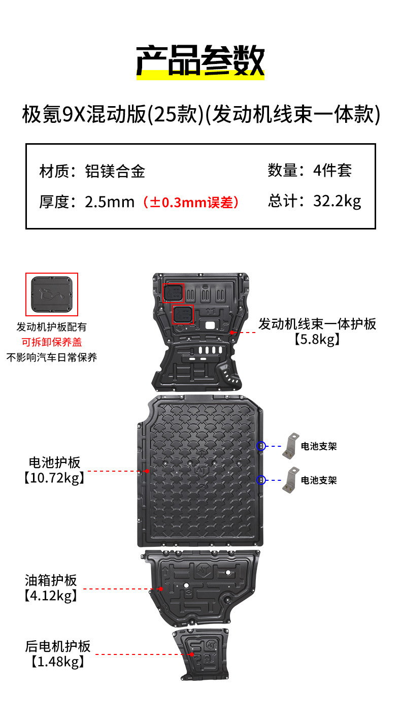 25 Models of Zeekr 9X Hybrid Version Chassis Guard Aluminum-Magnesium Alloy Original Modified Special Baffle Car Bottom Guard