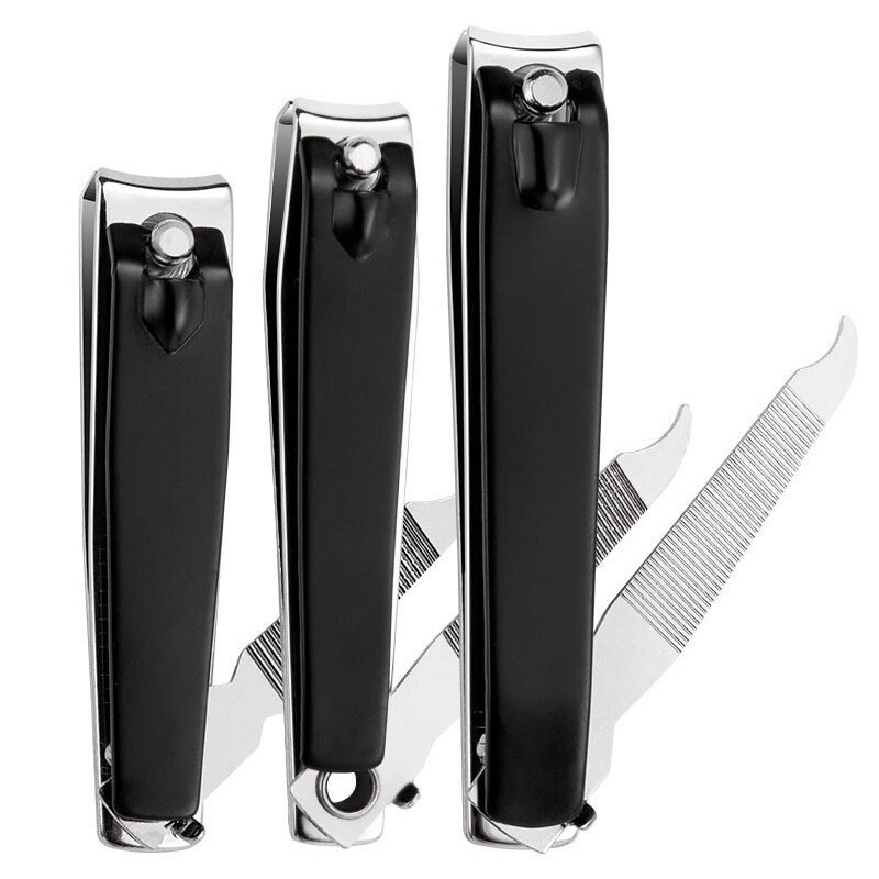 Large carbon steel nail clippers manicure tools nail clippers 211 with file electrophoresis black chrome plated nail clippers