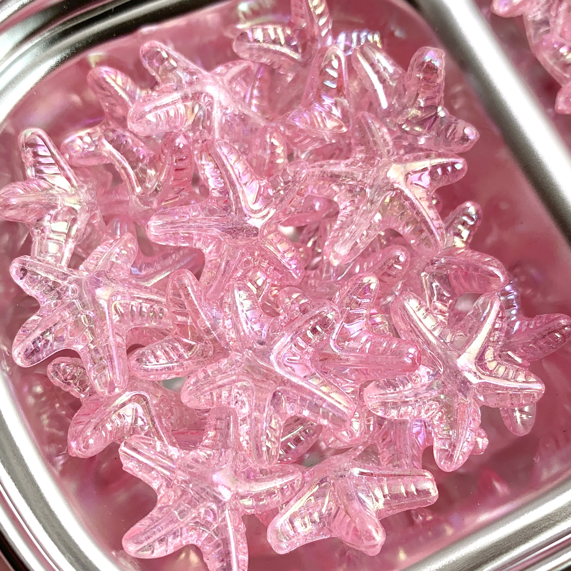 Acrílico transparente chapado en color estrella de mar con cuentas llavero de joyería de bricolaje cadena de teléfono móvil accesorios para el cabello hechos a mano