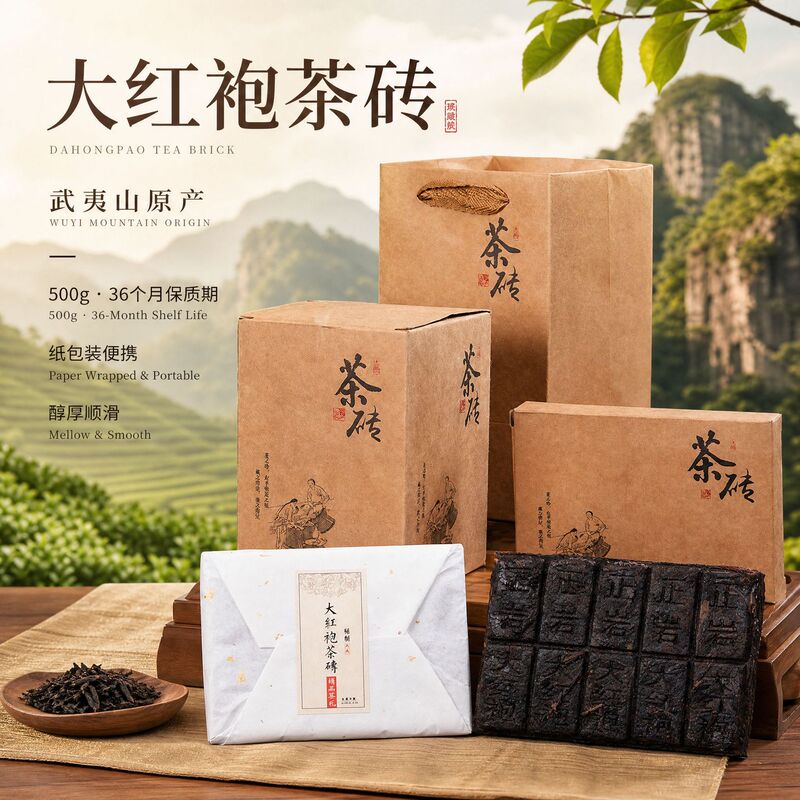 Wuyishan Dahongpao Strong Fragrance Tea Brick Boxed Oolong Tea Wuyi Rock Tea Spring Tea Tea Holiday Gift