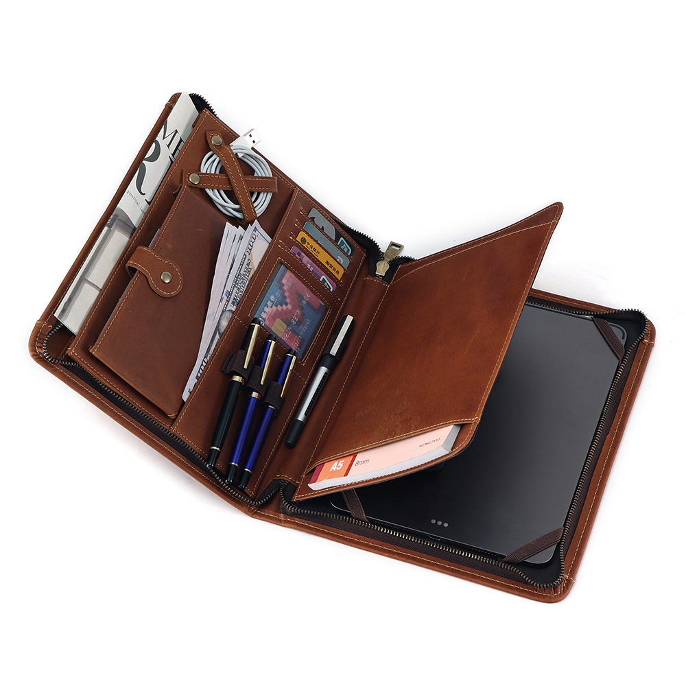 Nueva tableta de cuero genuino bolsa de negocios de moda de 9,7 pulgadas embrague de los hombres de la vendimia Crazy Horse de cuero tableta protectora caso