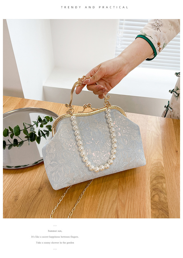 Grouss Kapazitéit Spitzeklammer Damentasch Handtasch Schëllertasch Cheongsam Tasch High-End Kaddo Antik Tasch Perl Handtasch_voghion.com