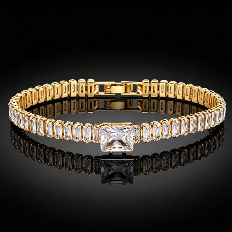 Women's Full Diamond Copper Inlaid Zircon Square Zircon Bracelet Foreign Trade Jewelry Wholesale European and American Style Simple Style Factory Wholesale Women's Full Diamond Copper Inlaid Zircon Square Zircon Bracelet Foreign Trade Jewelry Wholesale European and American Style Simple Style Factory Wholesale