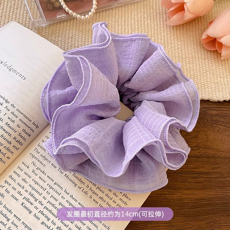 韩系春夏蝴蝶结大肠发圈女款蕾丝碎花头绳粉色方巾大号发饰|undefined