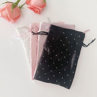 Satin Rhinestone Makeup Gift Jewelry Storage Party Carnival Business Giveaway Silk Drawstring Ruffle Handbag Gift Bag