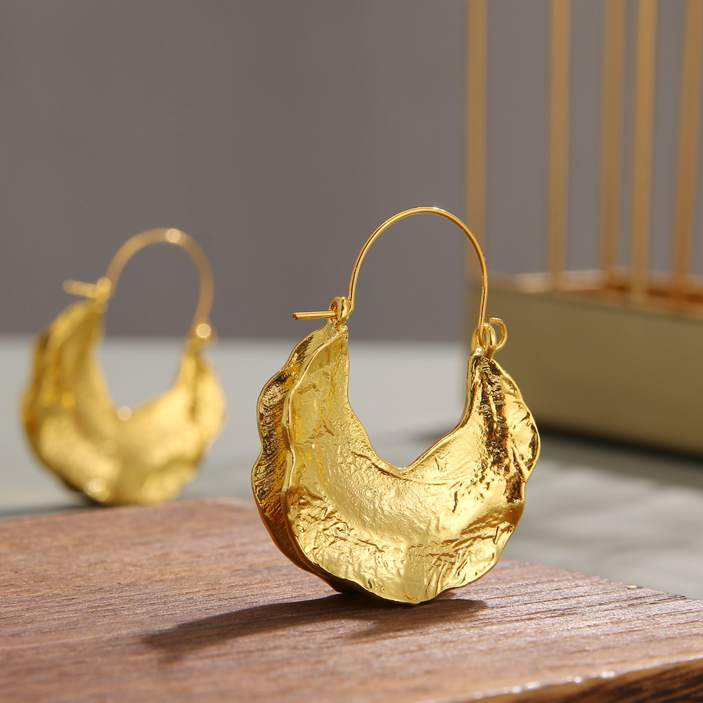 Gold Half Pumpkin Hoop Earrings