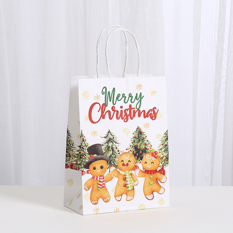 国境を越えたクリスマス姜パイ人手提げ袋プリントショッピングバッグクラフト紙紙袋パーティープレゼント袋外売り袋|undefined