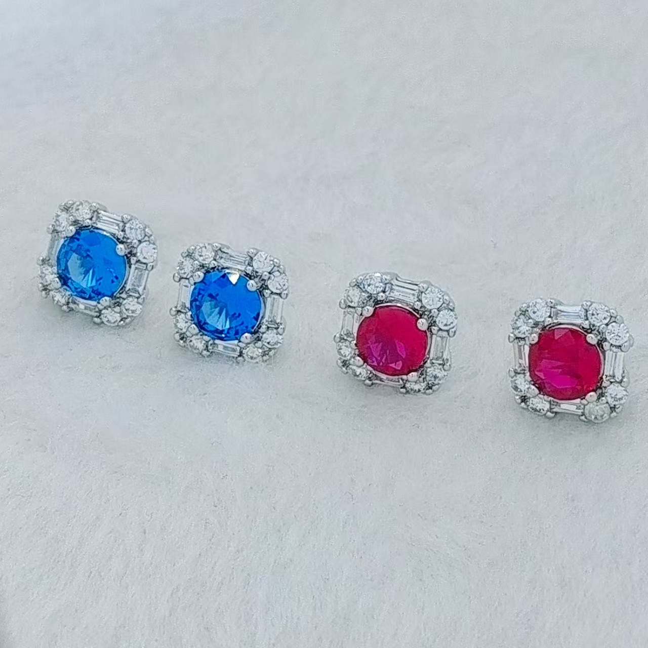 Fashionable geometric elegant ruby earrings