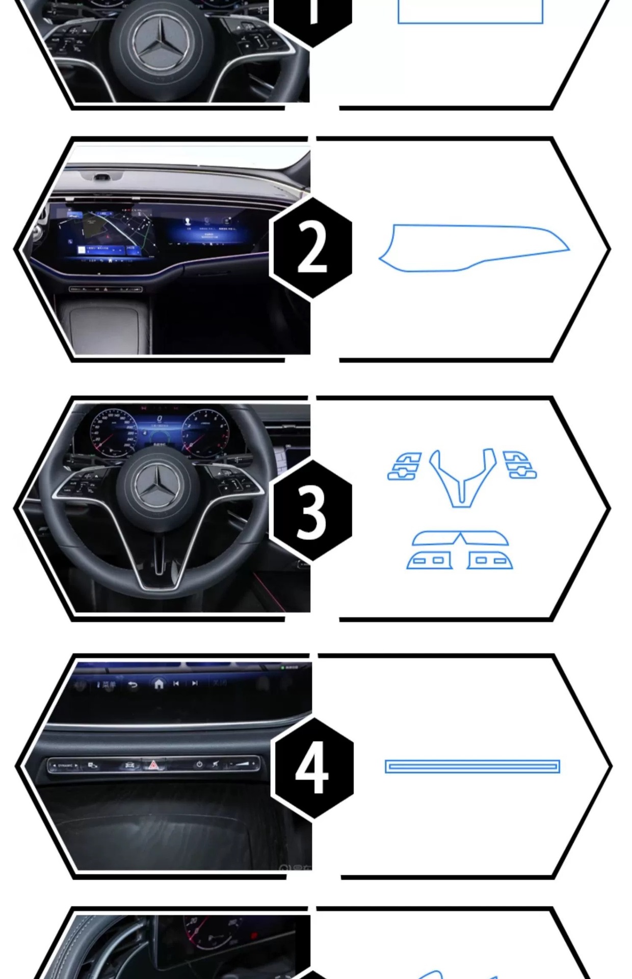 Suitable for 25 Mercedes-Benz E300 Interior Film 260 Instrument Navigation Screen Film Gear Air Conditioning Film HD Film TPU