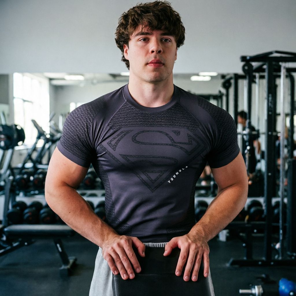 Youngla men's new running and fitness short-sleeved, high-elasticity, quick-drying, breathable training compression t-shirt