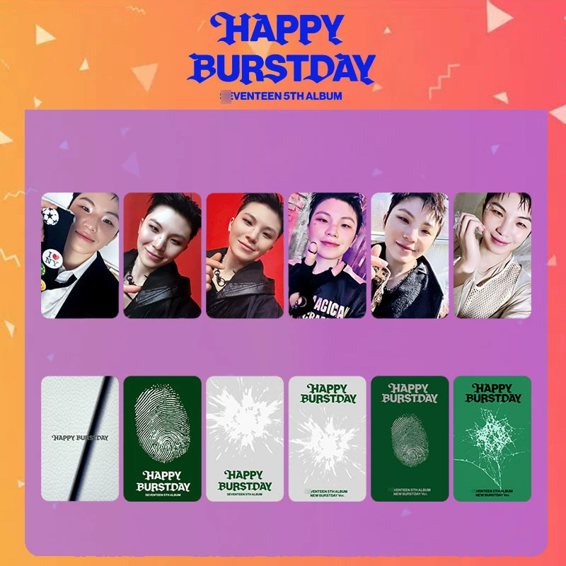 Набор фотокарточек SEVENTEEN HAPPY BURSTDAY, 54×85 мм, 6 шт., двусторонняя ламинация, бумага 300 г