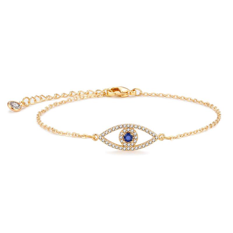 Amazon Blue Cz Evil Eye Bracelet, Versatile and Stackable, Fashionable and Simple Couple-Style Hand Jewelry