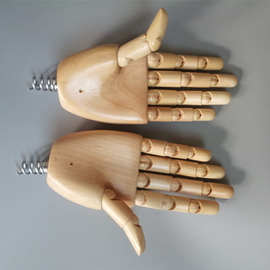 模特道具配件实木手臂活动关节男女人台模特架假手清水漆木色手掌