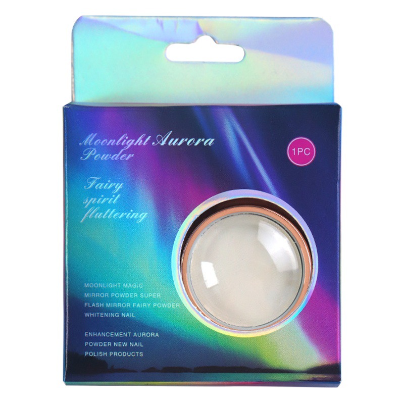 Internet celebridad uñas sólido Aurora polvo súper brillante luz de la luna blanco Hada espejo harina hielo transparente espejo mágico polvo de brillo polarizado polvo no flotante