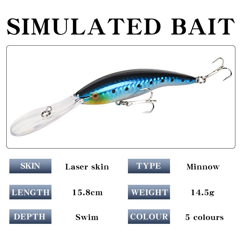 Große Elritze 17cm 23g Wobbler Angeln lockt tief tauchen künstliche harte Köder Troll ing Boot Seefisch Bass Hecht Köder Zubehör – Detail 19
