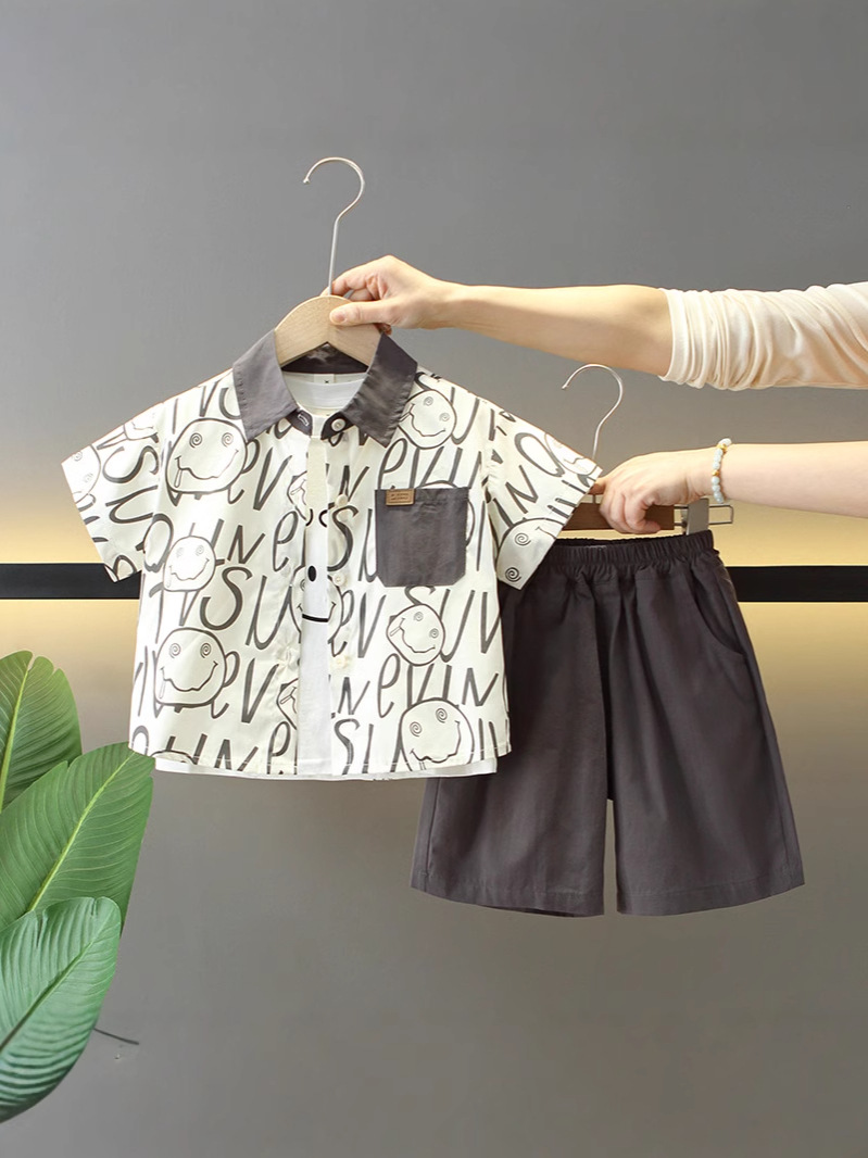 Conjunto de Verano para Niños 7869, Estilo 2026, Conjunto de Tres Piezas de Manga Corta para Niños y Niñas