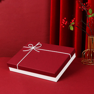 Красный шарф, синяя подарочная коробка, бархатный кашемир с бантиком, подарок на день рождения