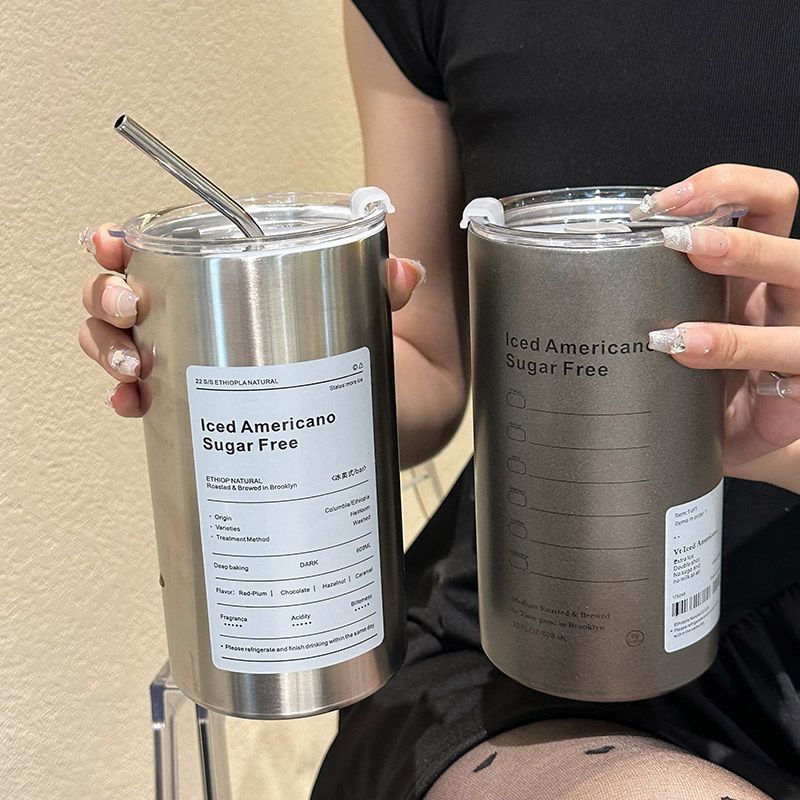 ネット赤オリジナル小衆金属ステンレス鋼600mlアイスアメリカンコーヒーカップ随行保温ストローカップ携帯|undefined