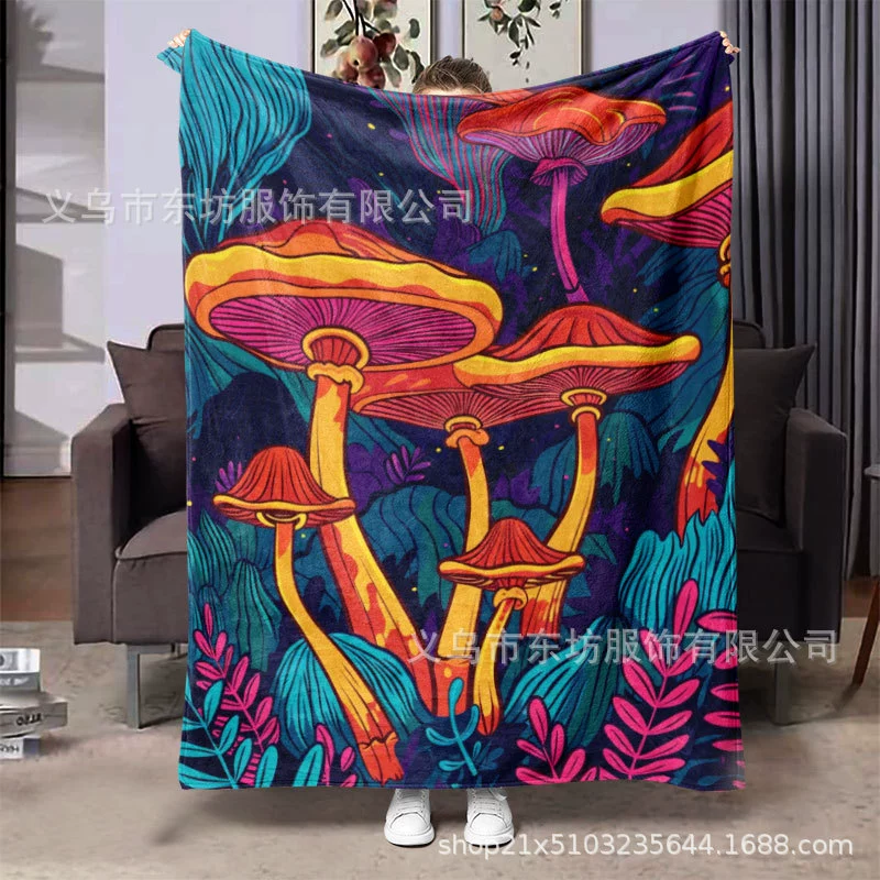 Креативная иллюстрация грибов художественное чувство тепло и комфорт фланелевое одеяло универсальное четыре сезона