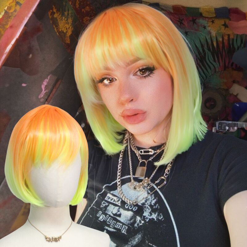 New Wholesale Colorful Gradient Bob Hair Sunglasses Accessories Bob Hair Party Wig Headgear Bobo Wig