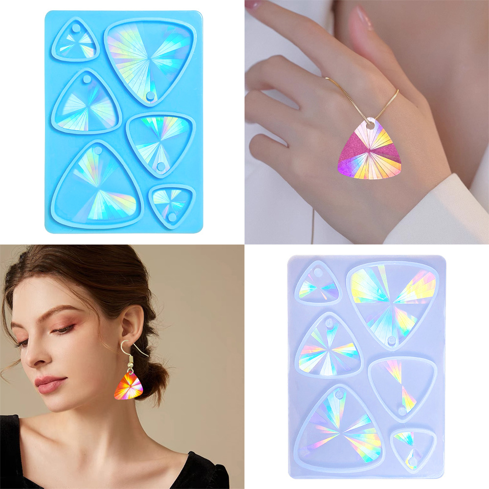 Holographic Earring Resin Mold 全息镭射椭圆三角形组合耳环挂