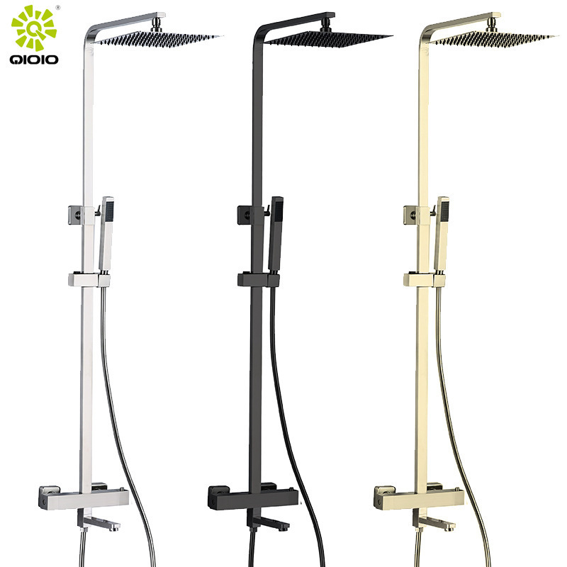 Cross-Border Hot-Selling 304 Stainless Steel Three-Function Bathroom Luxury Shower Constant Temperature Shower System Shower Set Faucet Cross-Border Hot-Selling 304 Stainless Steel Three-Function Bathroom Luxury Shower Constant Temperature Shower System Shower Set Faucet