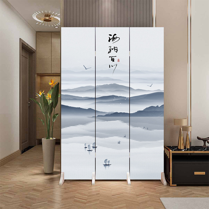 中国風の家庭用スクリーン玄関ドア、ドアパーティション、リビングルーム、オフィス、寝室の遮蔽、折りたたみ式可動玄関|undefined