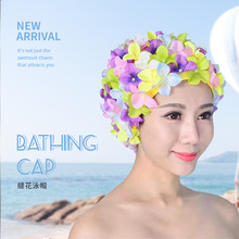 手工縫花立体花朵泳帽批发缝制花瓣时尚女舒适加大码成人可爱