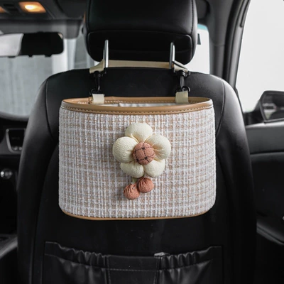 Car storage bag/box – bag, seat back hanging - mi-xiaoxiangfeng-yellow-little-flower-storage-bucket