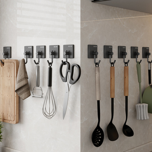 No-Punch Adhesive Hooks for Heavy-Duty Kitchen Utensils Wall-Mounted Bathroom Towel Stainless Steel Adhesive Hooks