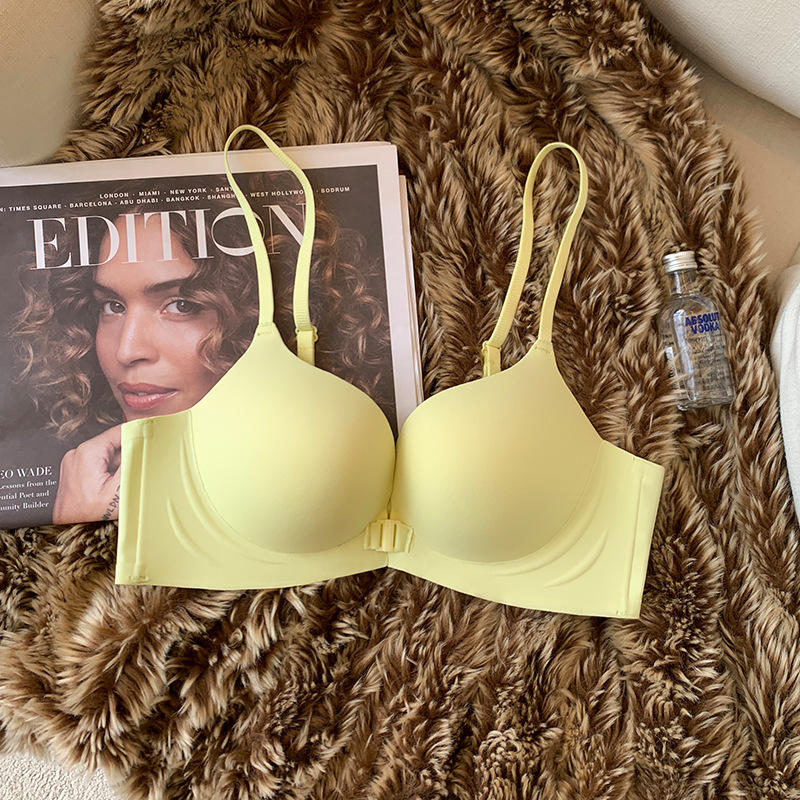 676 simple hebilla delantera sin costuras pequeño pecho push up ropa interior Pecho Redondo correa de hombro delgada belleza espalda desnuda sensación de pecho sujetador para mujeres