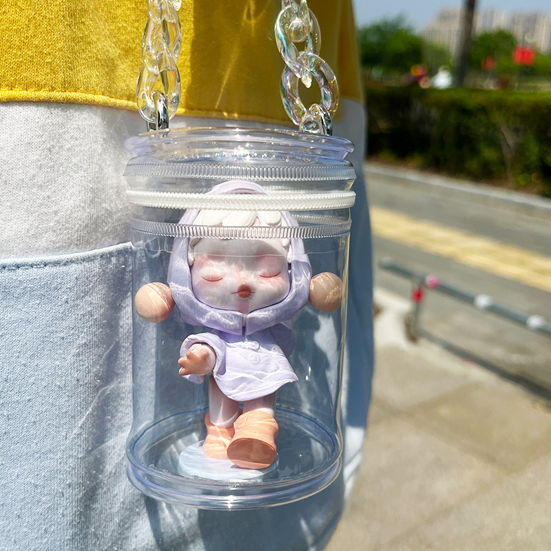 PVC 透明ベビーウォーキングバッグブラインドボックス収納ディスプレイバッグ防塵ジッパーアウト円筒形バッグバブルマートベビーバッグ|undefined