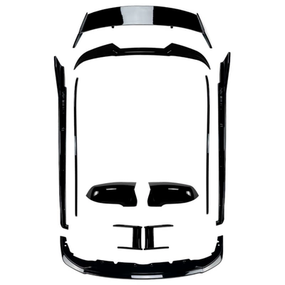 Applicable to 2019-2024 Bmw 1 Series F40 Sport Version Front Lip, Side Skirts, Front Grille, Rear Blade Spoiler, Cross-Border Modification (Big Surrounded) - segmented-front-lip-body-parts-piano-black-2019-2024