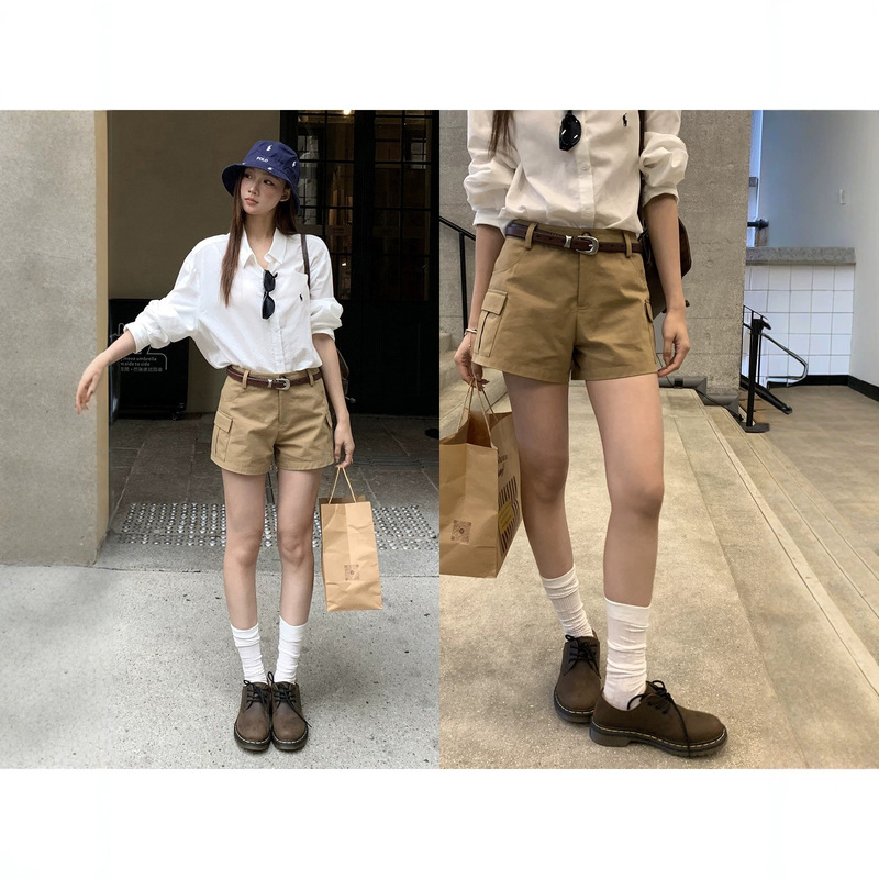 Women's Shorts Summer 2026 New Khaki Casual Pants Workwear Pants American Style Low-Waist Petite Hot Pants