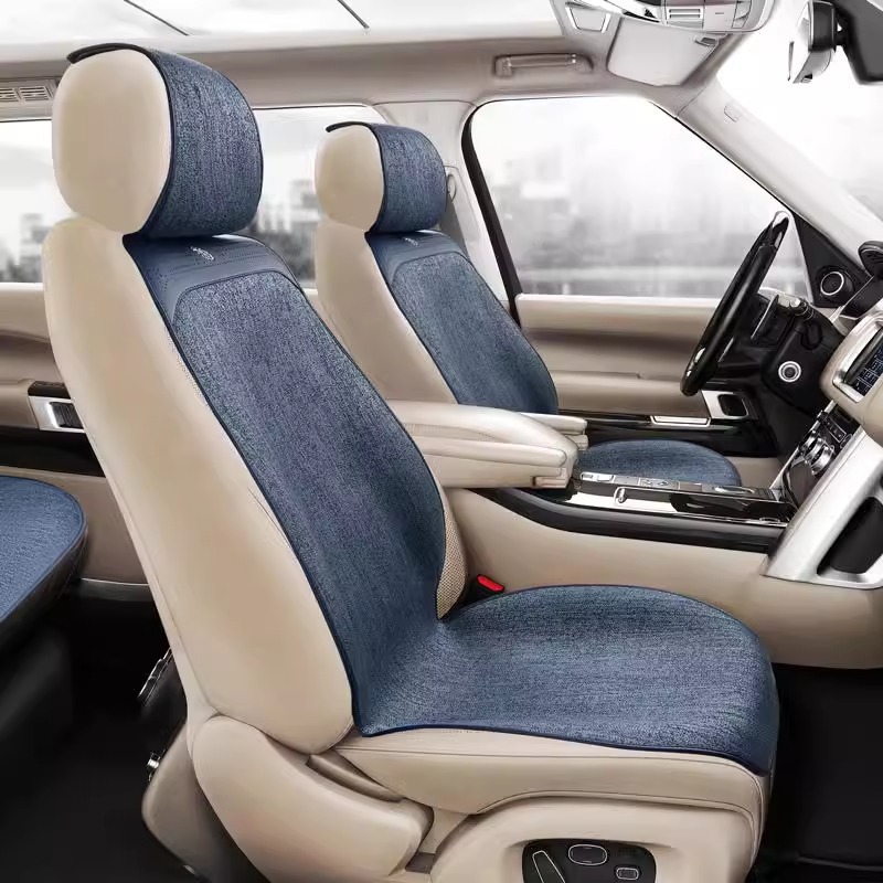 美狮途亚麻汽车坐垫四季通用车载纯色座垫时尚超薄简约