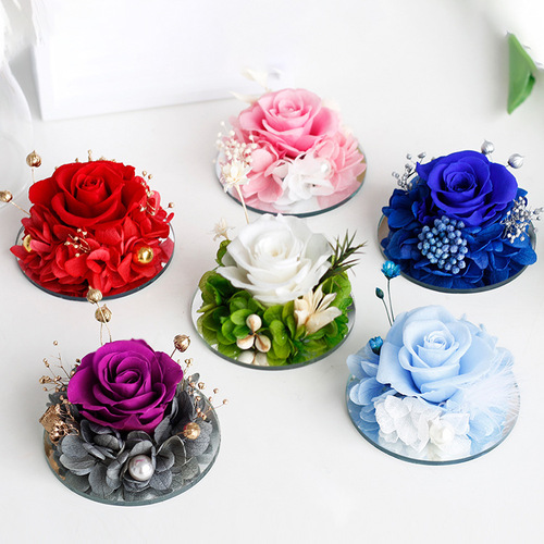 Mother's Day Gift Jewelry Box Gift Box Wholesale Valentine's Day Gift Rose Dried Flower Little Angel Everlasting Flower Finished Product