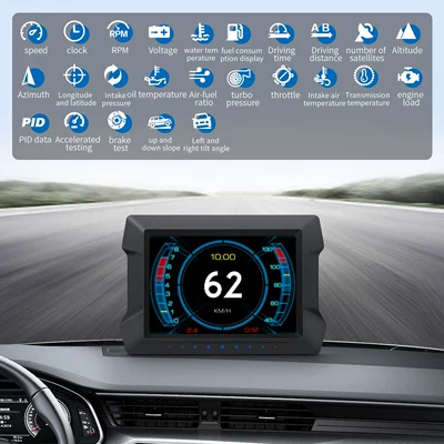 HUD car head-up display Vehicle HUD - p22-lcd-screen-obdgpsslope-meter